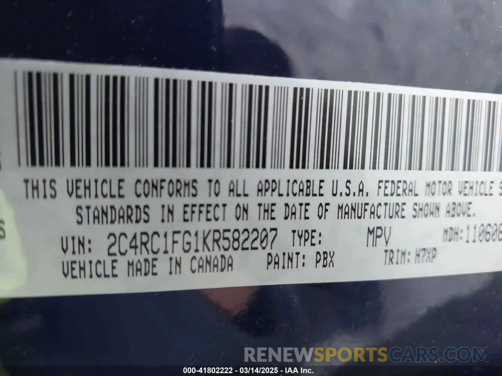 9 Photograph of a damaged car 2C4RC1FG1KR582207 CHRYSLER PACIFICA 2019