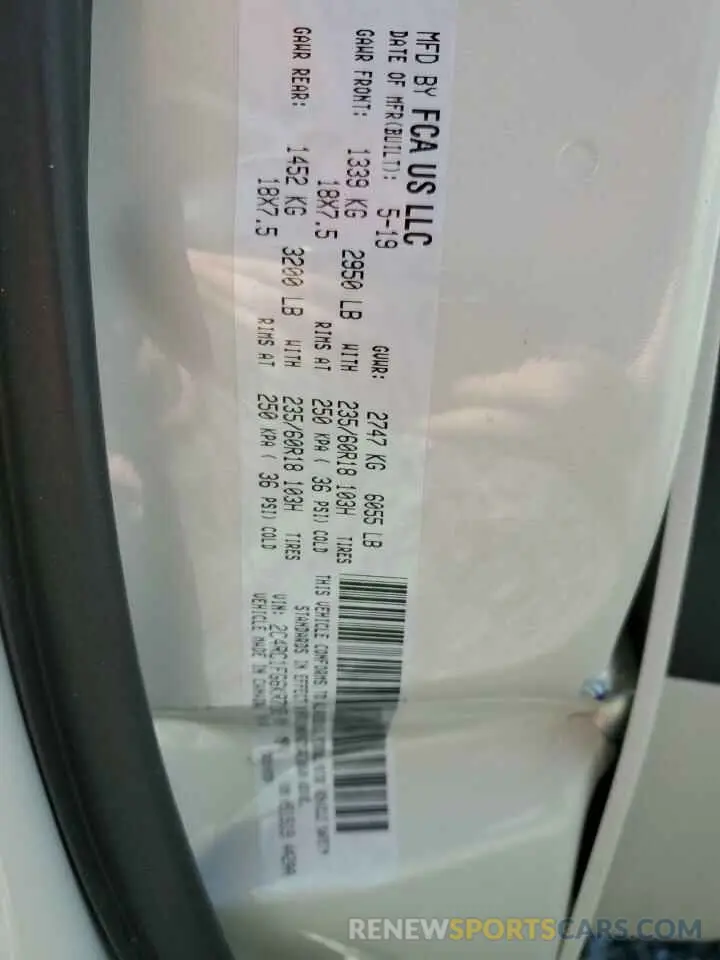13 Photograph of a damaged car 2C4RC1FG6KR710750 CHRYSLER PACIFICA 2019