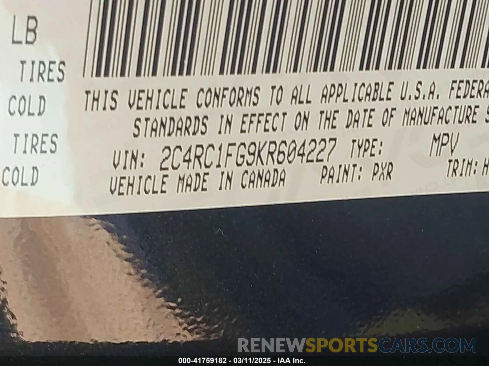 9 Photograph of a damaged car 2C4RC1FG9KR604227 CHRYSLER PACIFICA 2019