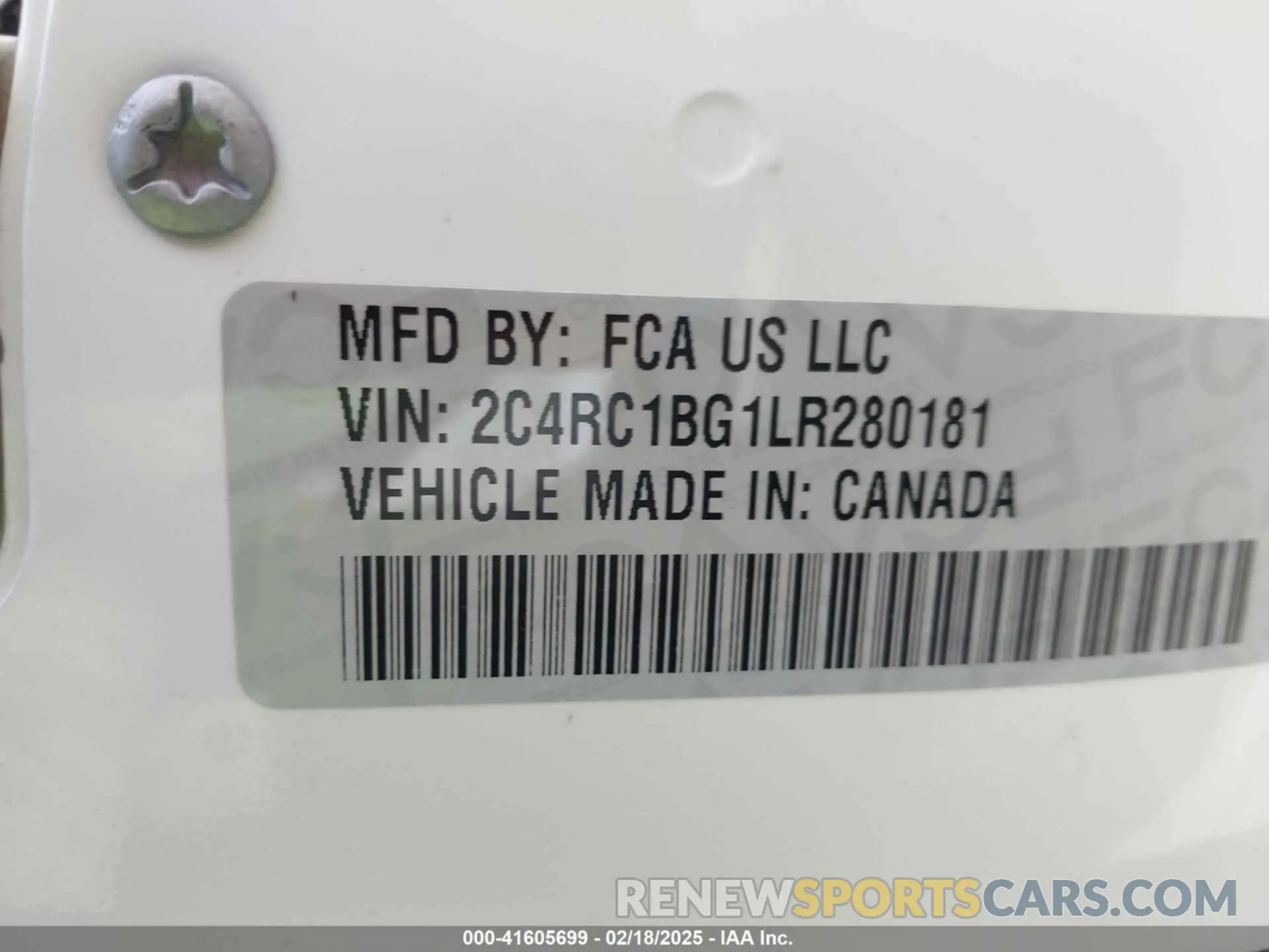 9 Photograph of a damaged car 2C4RC1BG1LR280181 CHRYSLER PACIFICA 2020