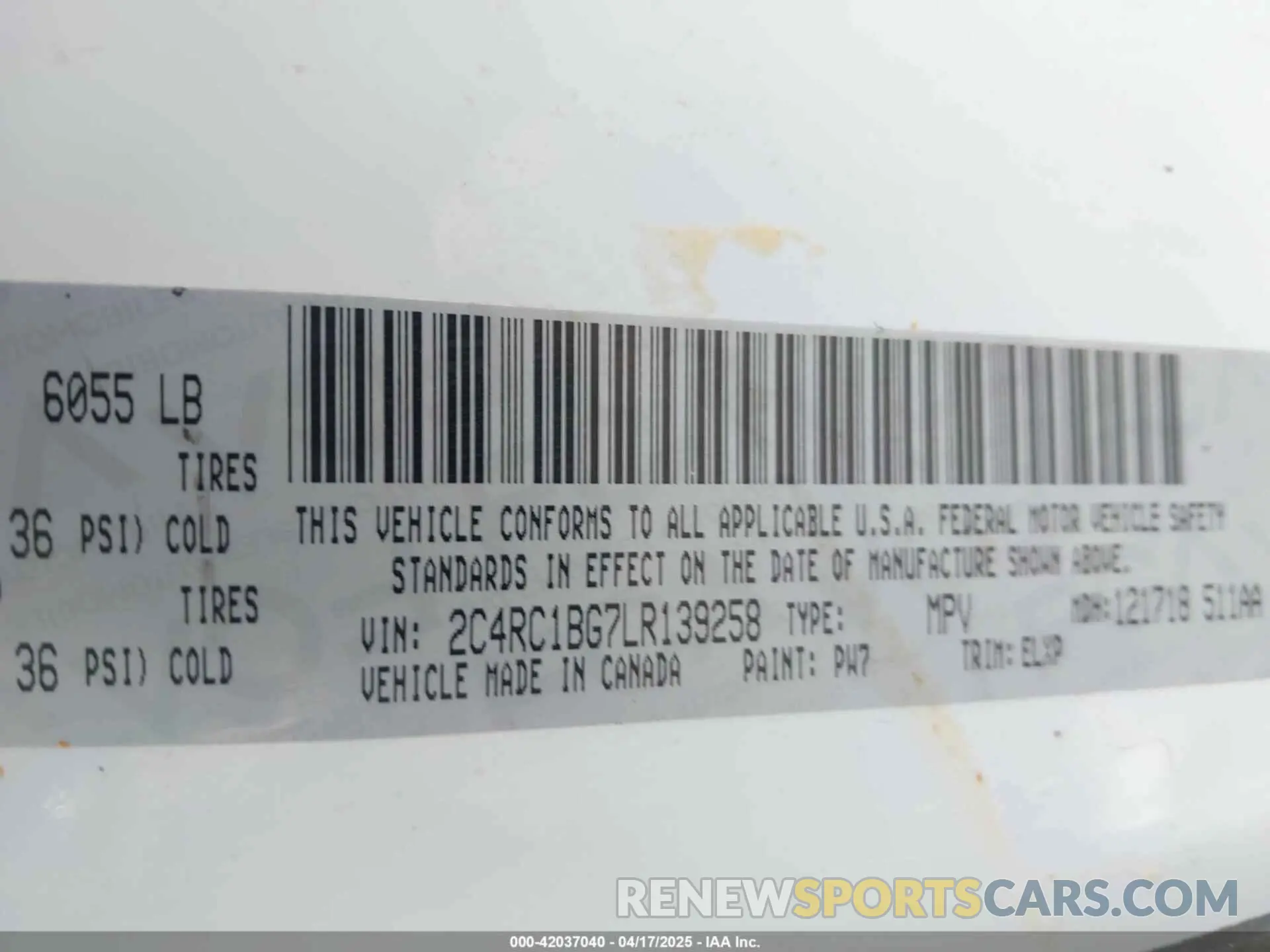 9 Photograph of a damaged car 2C4RC1BG7LR139258 CHRYSLER PACIFICA 2020