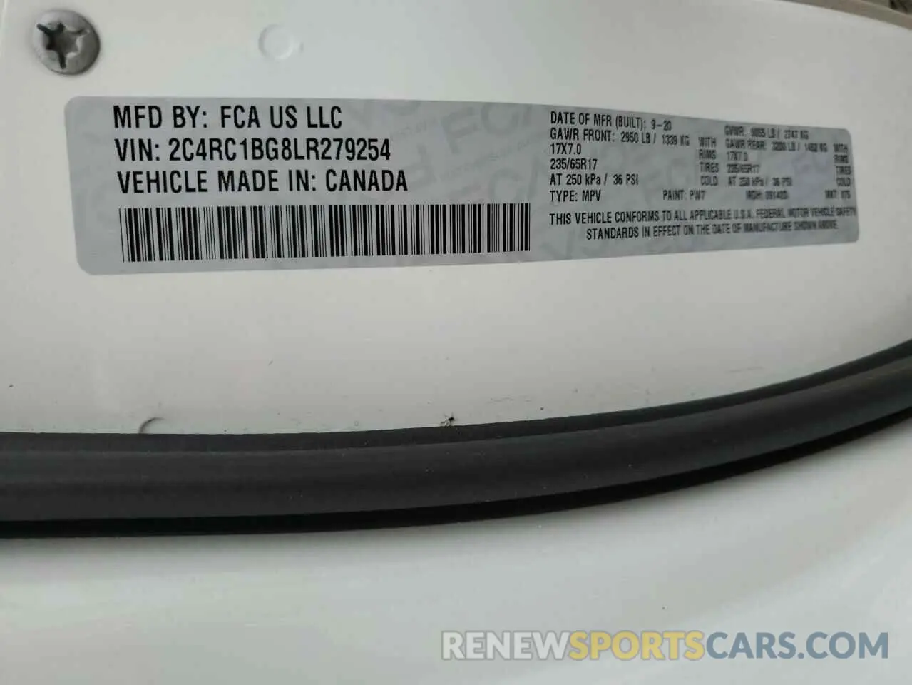 13 Photograph of a damaged car 2C4RC1BG8LR279254 CHRYSLER PACIFICA 2020