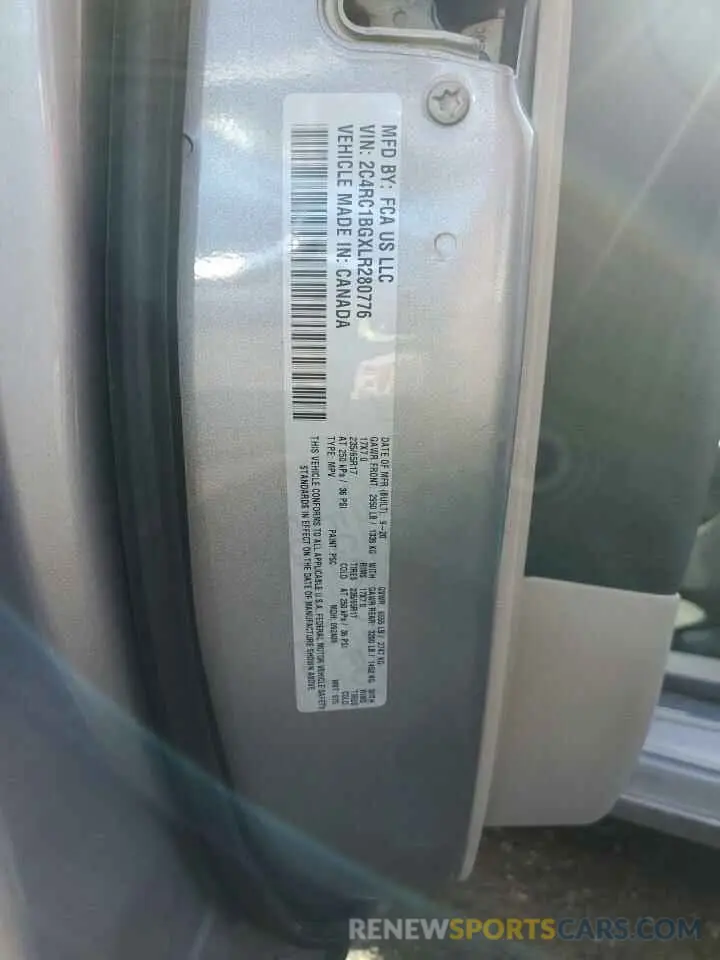 13 Photograph of a damaged car 2C4RC1BGXLR280776 CHRYSLER PACIFICA 2020