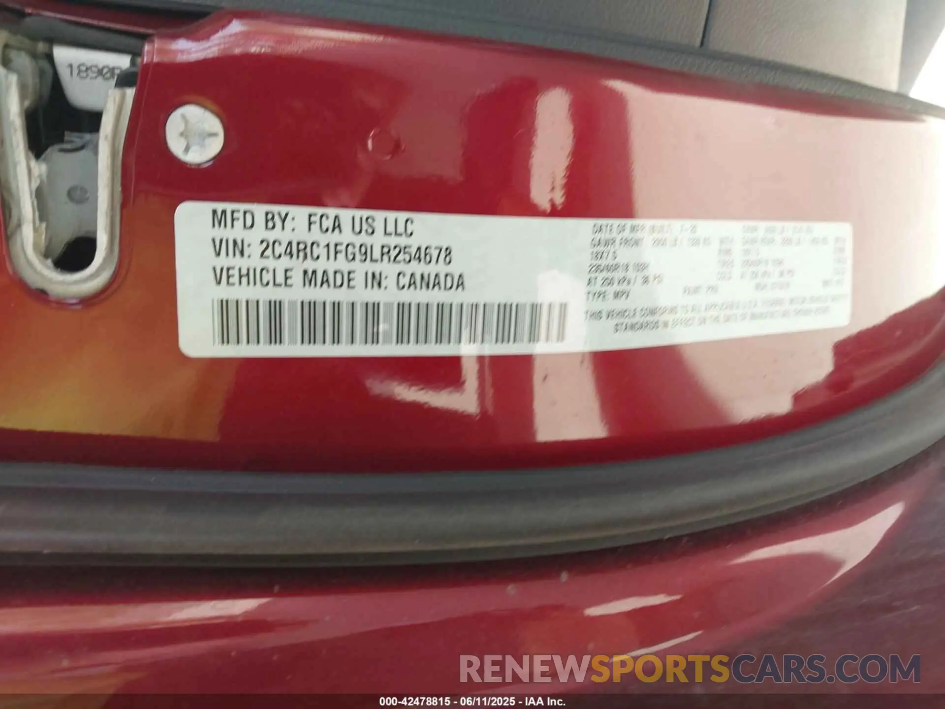 9 Photograph of a damaged car 2C4RC1FG9LR254678 CHRYSLER PACIFICA 2020