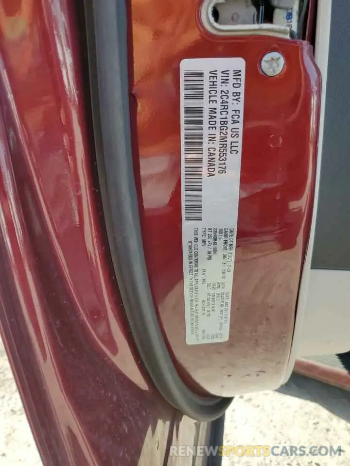 13 Photograph of a damaged car 2C4RC1BG2MR553176 CHRYSLER PACIFICA 2021