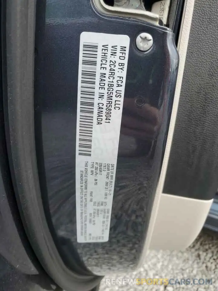 12 Photograph of a damaged car 2C4RC1BG5MR589041 CHRYSLER PACIFICA 2021