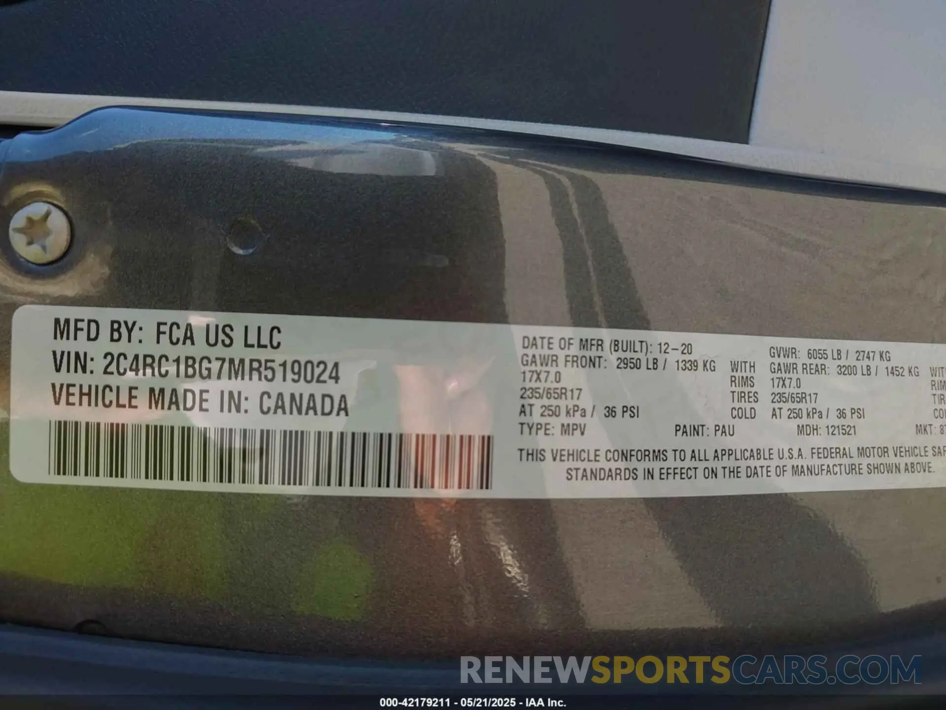 9 Photograph of a damaged car 2C4RC1BG7MR519024 CHRYSLER PACIFICA 2021