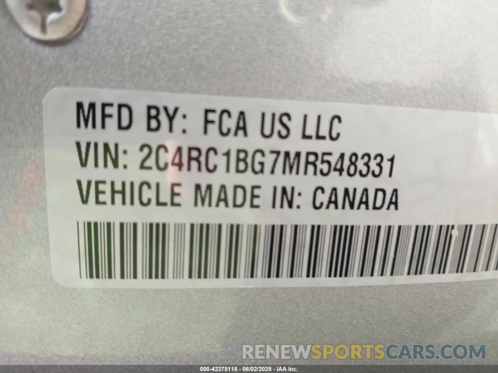 9 Photograph of a damaged car 2C4RC1BG7MR548331 CHRYSLER PACIFICA 2021