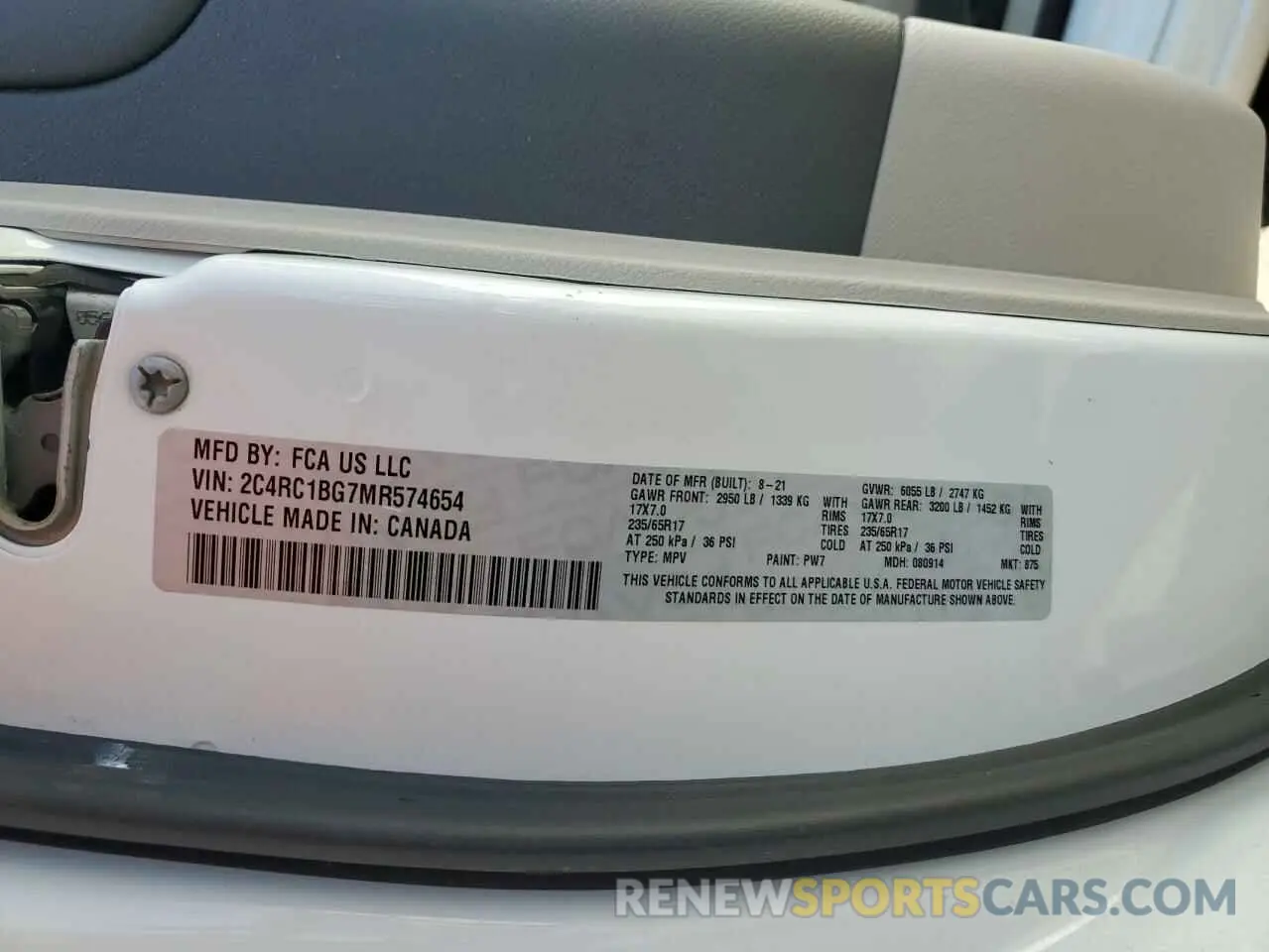 13 Photograph of a damaged car 2C4RC1BG7MR574654 CHRYSLER PACIFICA 2021