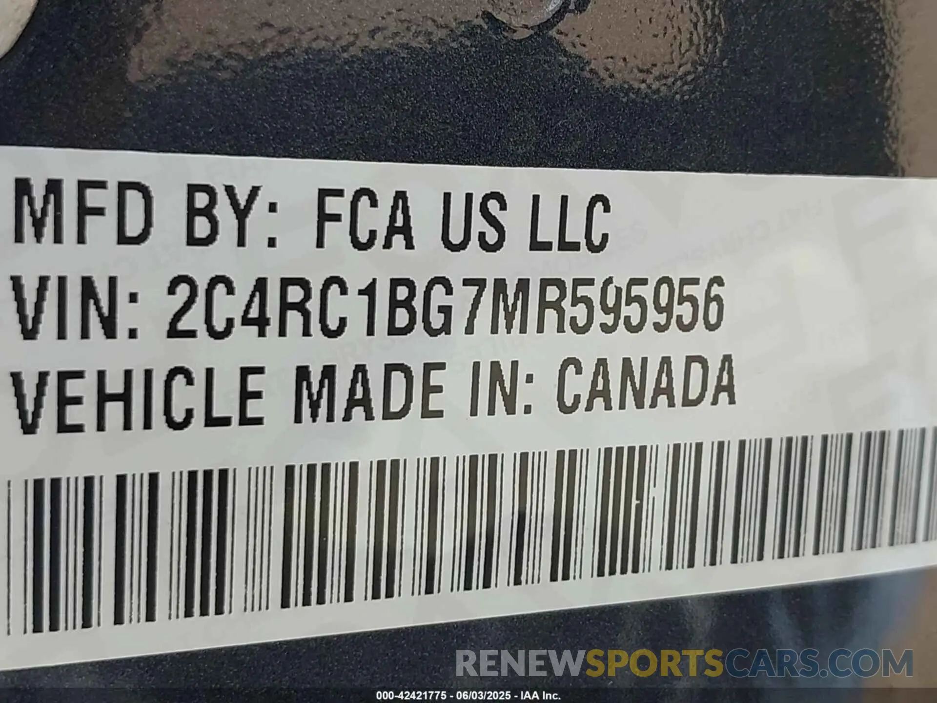 9 Photograph of a damaged car 2C4RC1BG7MR595956 CHRYSLER PACIFICA 2021