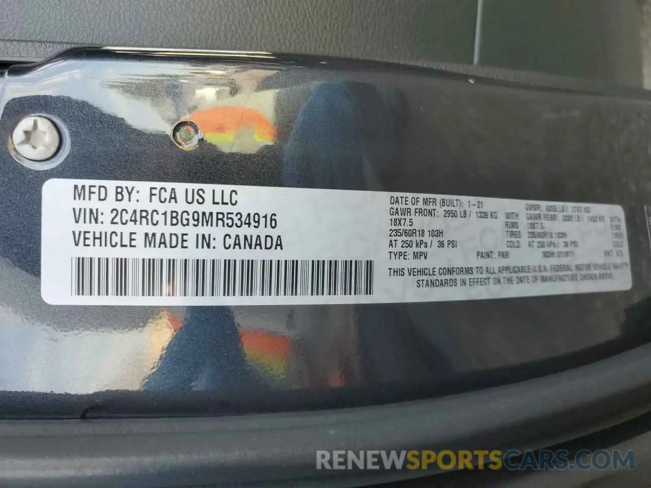 15 Photograph of a damaged car 2C4RC1BG9MR534916 CHRYSLER PACIFICA 2021