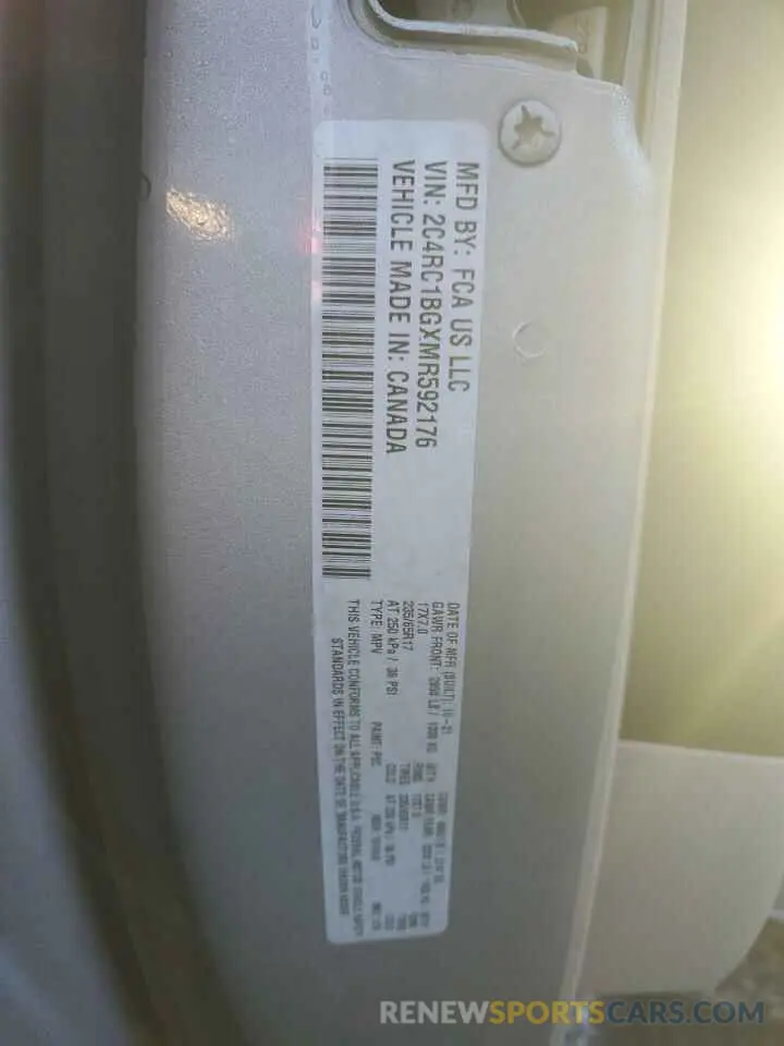 14 Photograph of a damaged car 2C4RC1BGXMR592176 CHRYSLER PACIFICA 2021
