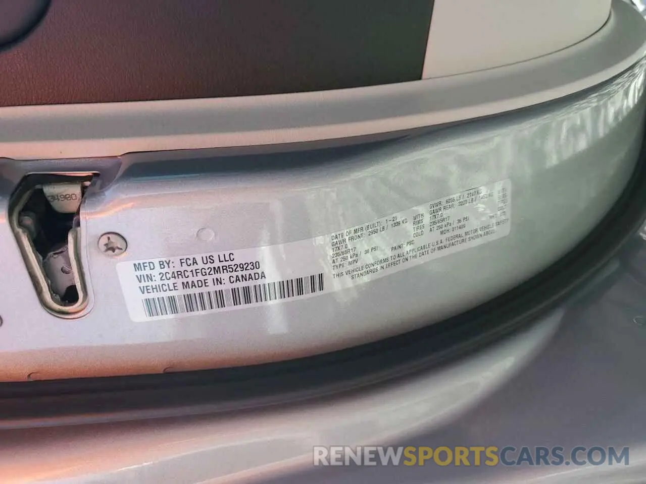 13 Photograph of a damaged car 2C4RC1FG2MR529230 CHRYSLER PACIFICA 2021