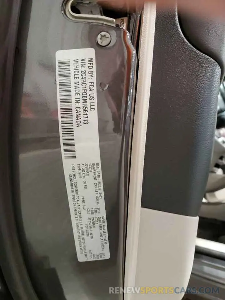 13 Photograph of a damaged car 2C4RC1FG6MR561713 CHRYSLER PACIFICA 2021
