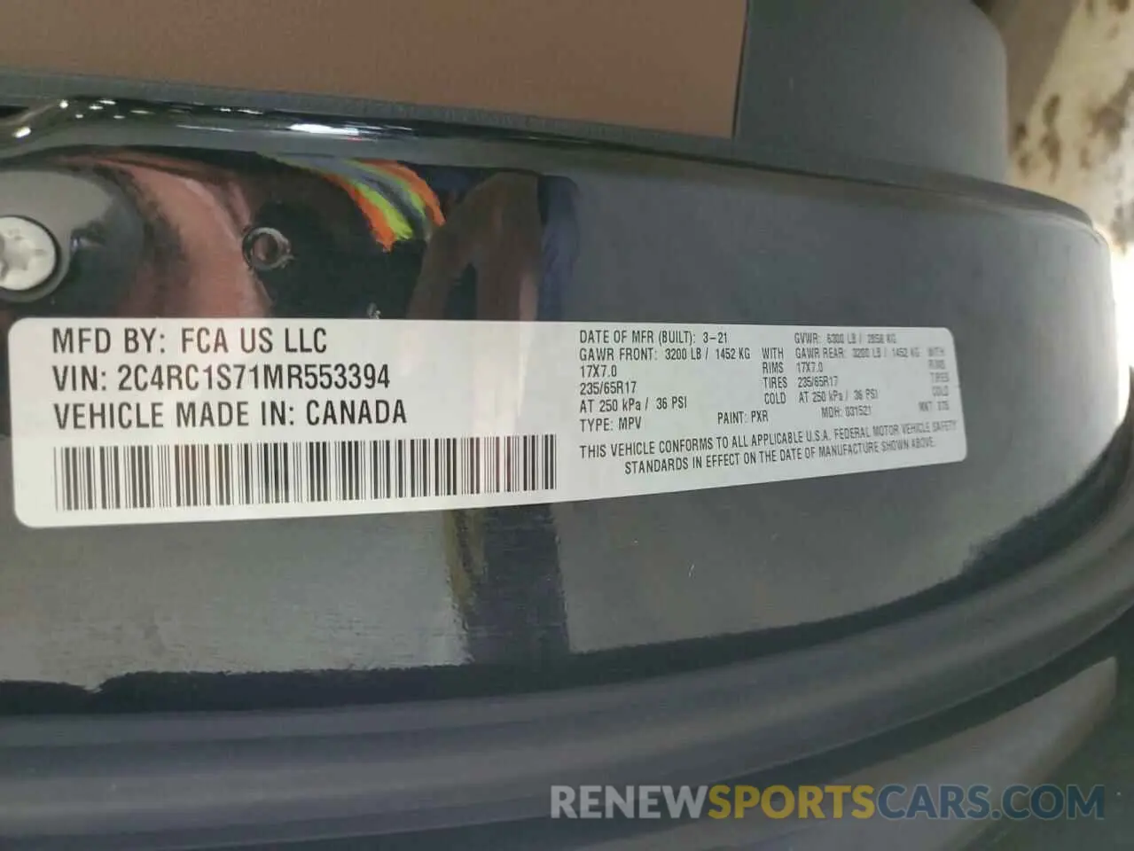 13 Photograph of a damaged car 2C4RC1S71MR553394 CHRYSLER PACIFICA 2021