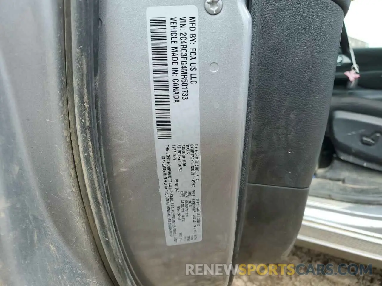 12 Photograph of a damaged car 2C4RC3FG4MR501733 CHRYSLER PACIFICA 2021