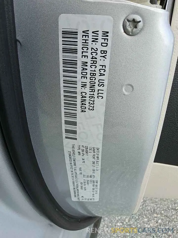 13 Photograph of a damaged car 2C4RC1BG0NR167373 CHRYSLER PACIFICA 2022
