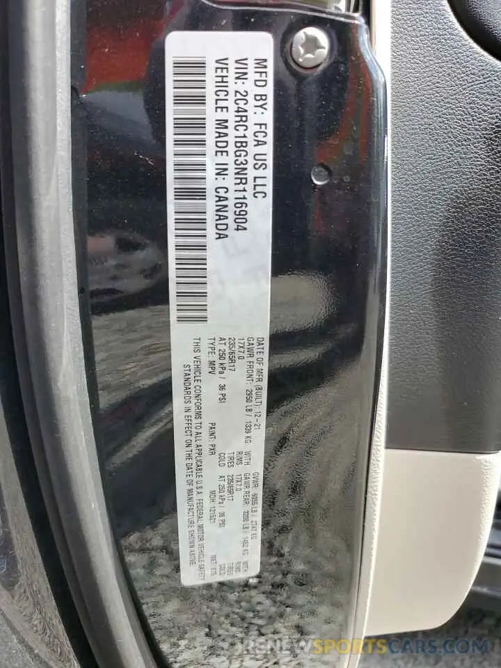 14 Photograph of a damaged car 2C4RC1BG3NR116904 CHRYSLER PACIFICA 2022