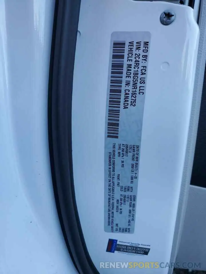 15 Photograph of a damaged car 2C4RC1BG5NR162752 CHRYSLER PACIFICA 2022