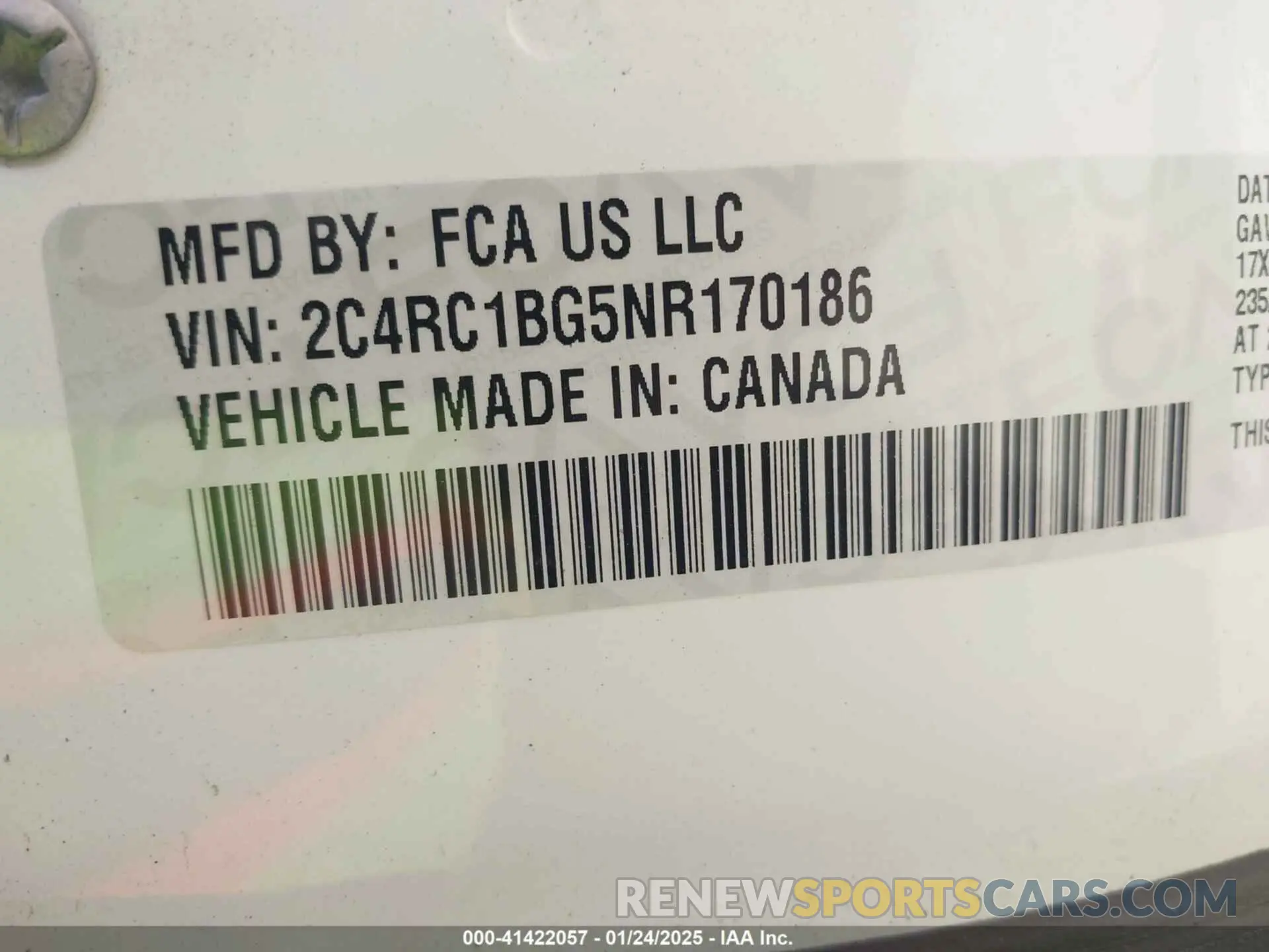 9 Photograph of a damaged car 2C4RC1BG5NR170186 CHRYSLER PACIFICA 2022