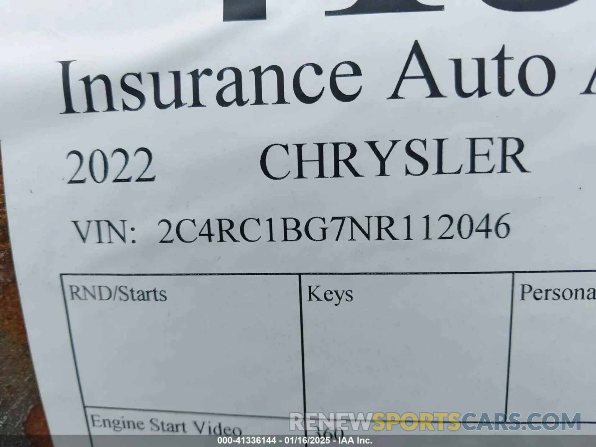 9 Photograph of a damaged car 2C4RC1BG7NR112046 CHRYSLER PACIFICA 2022
