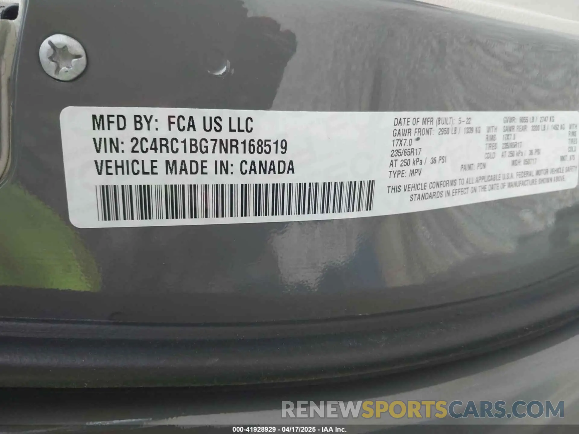 9 Photograph of a damaged car 2C4RC1BG7NR168519 CHRYSLER PACIFICA 2022