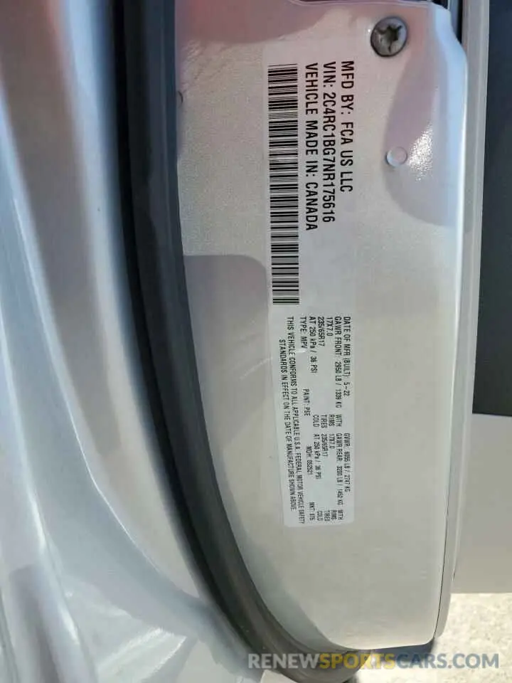 14 Photograph of a damaged car 2C4RC1BG7NR175616 CHRYSLER PACIFICA 2022