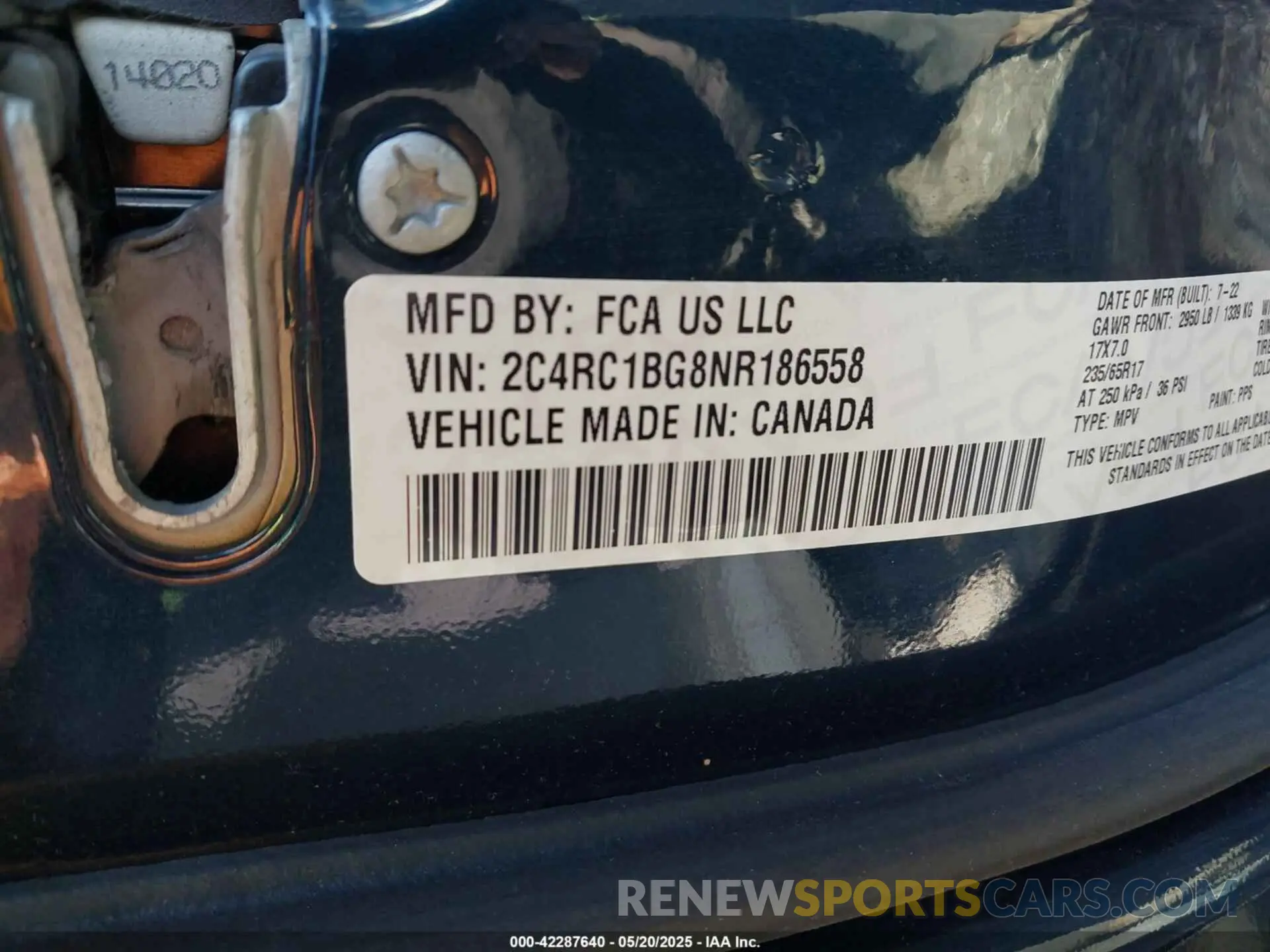 9 Photograph of a damaged car 2C4RC1BG8NR186558 CHRYSLER PACIFICA 2022