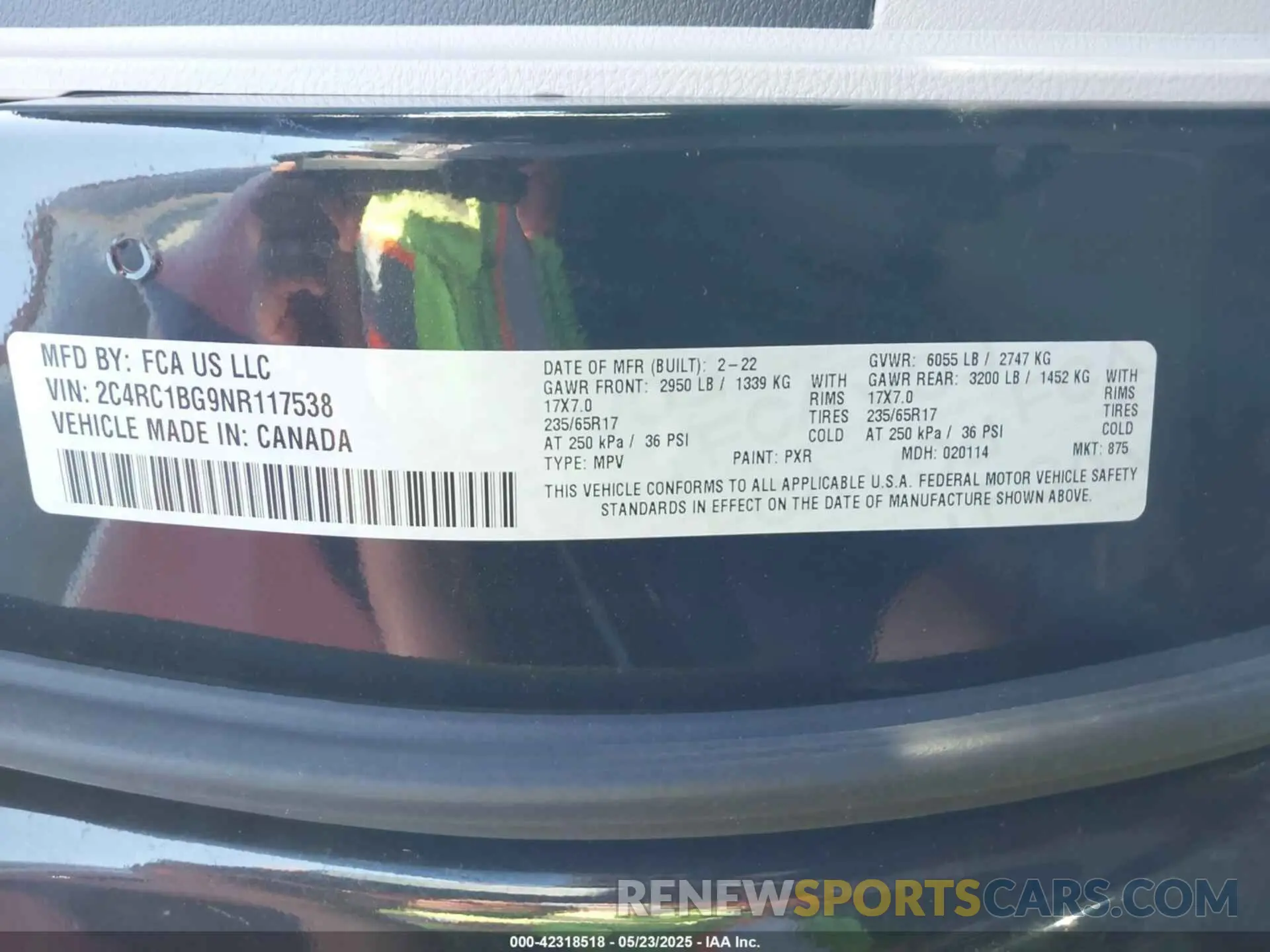 9 Photograph of a damaged car 2C4RC1BG9NR117538 CHRYSLER PACIFICA 2022
