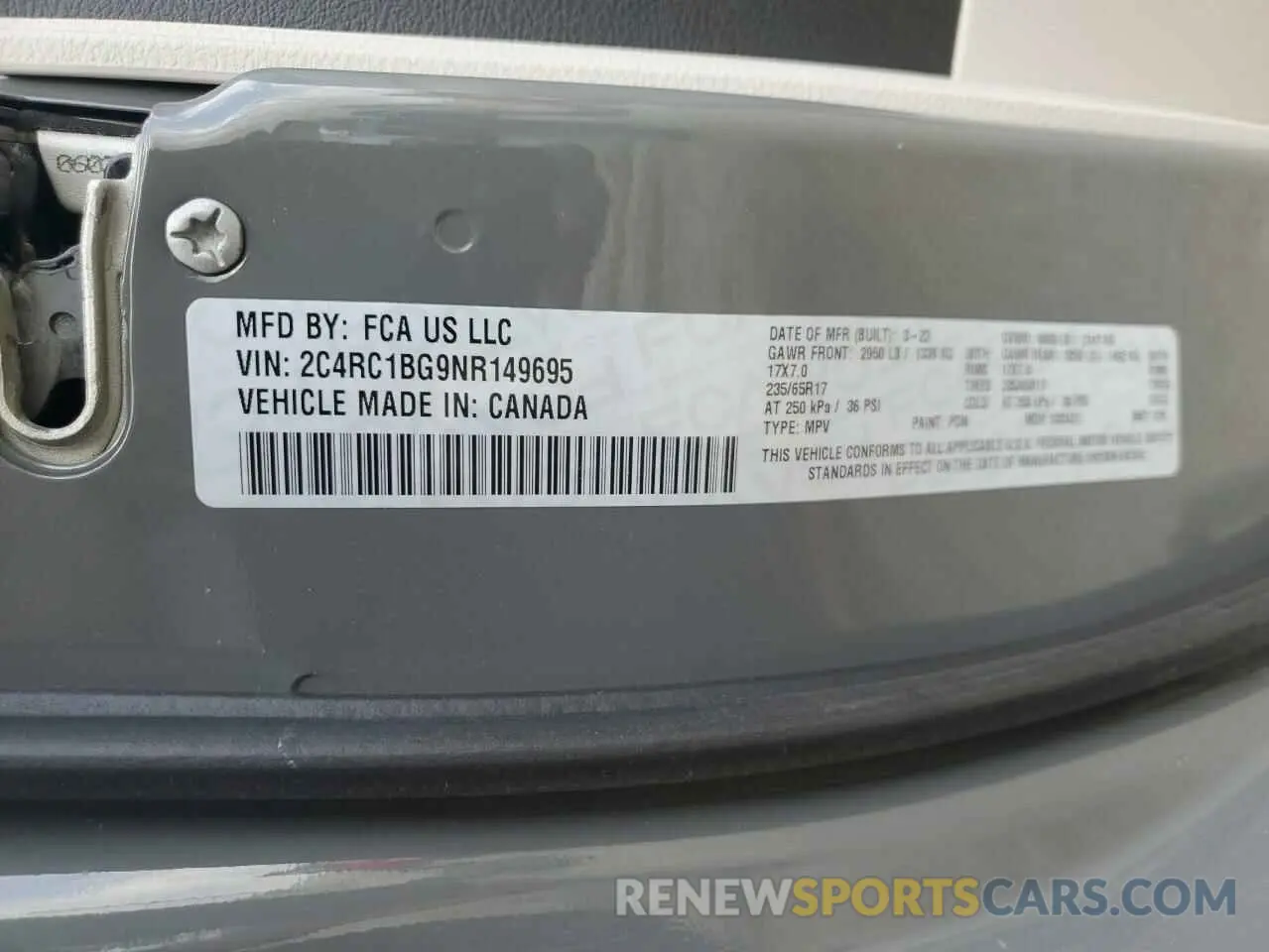 13 Photograph of a damaged car 2C4RC1BG9NR149695 CHRYSLER PACIFICA 2022