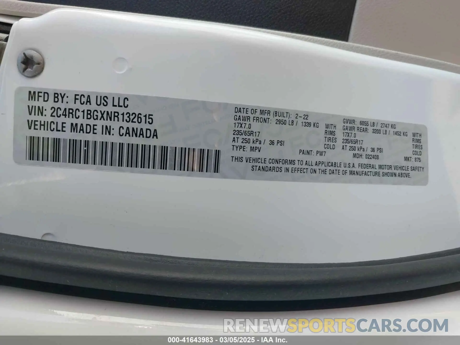 9 Photograph of a damaged car 2C4RC1BGXNR132615 CHRYSLER PACIFICA 2022