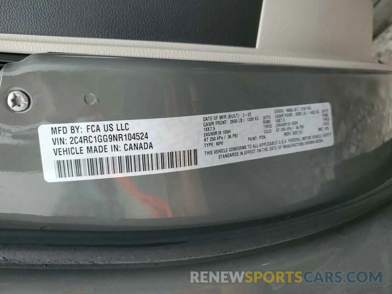 13 Photograph of a damaged car 2C4RC1GG9NR104524 CHRYSLER PACIFICA 2022