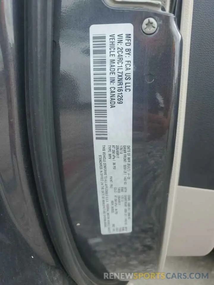 13 Photograph of a damaged car 2C4RC1L7XNR161269 CHRYSLER PACIFICA 2022