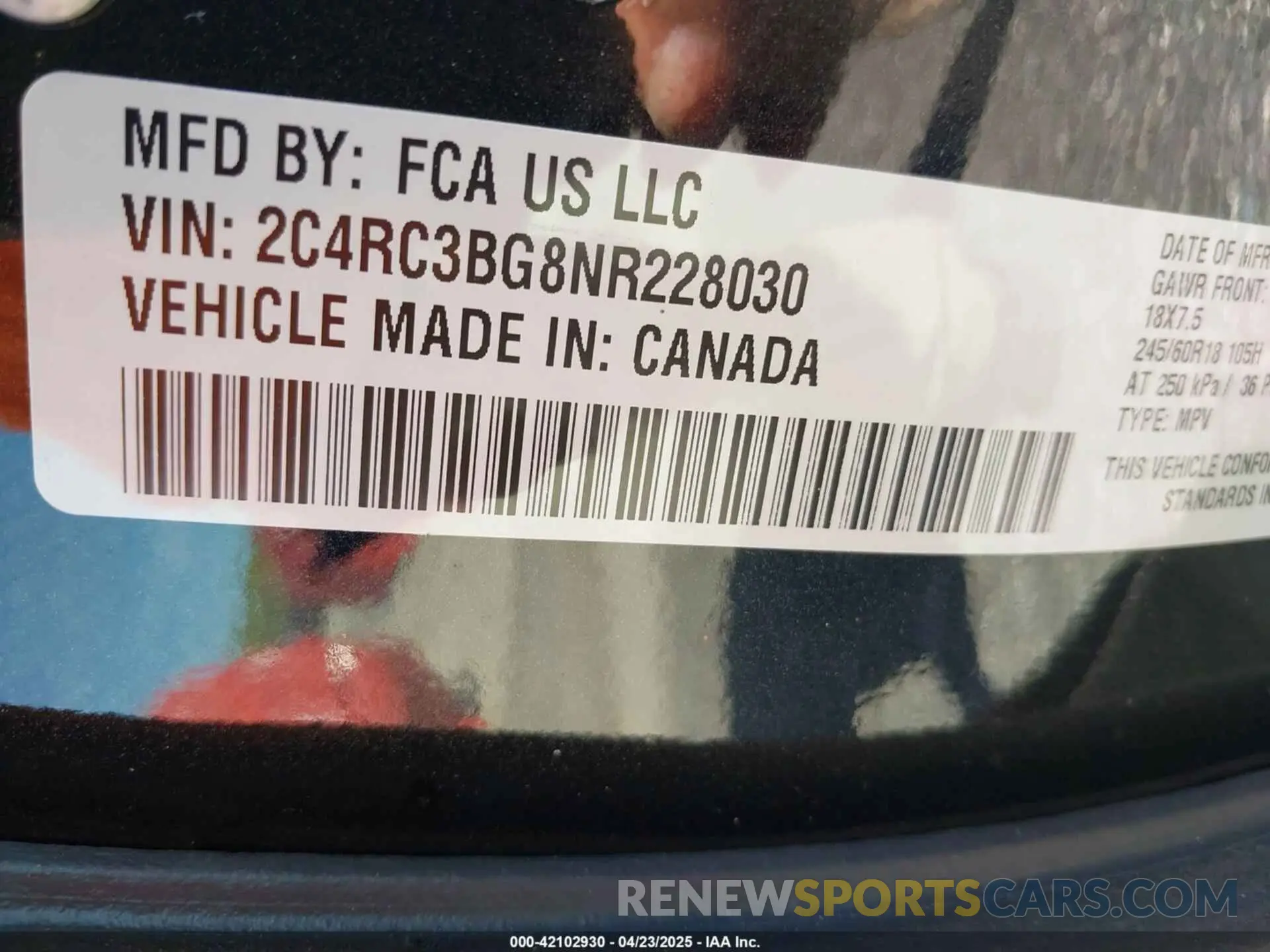 9 Photograph of a damaged car 2C4RC3BG8NR228030 CHRYSLER PACIFICA 2022