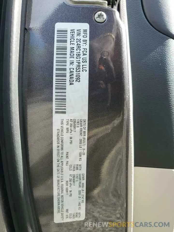 13 Photograph of a damaged car 2C4RC1BG1PR531092 CHRYSLER PACIFICA 2023