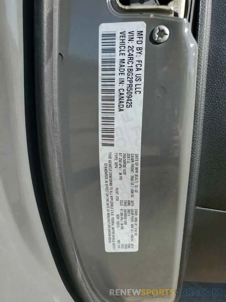 13 Photograph of a damaged car 2C4RC1BG2PR509425 CHRYSLER PACIFICA 2023