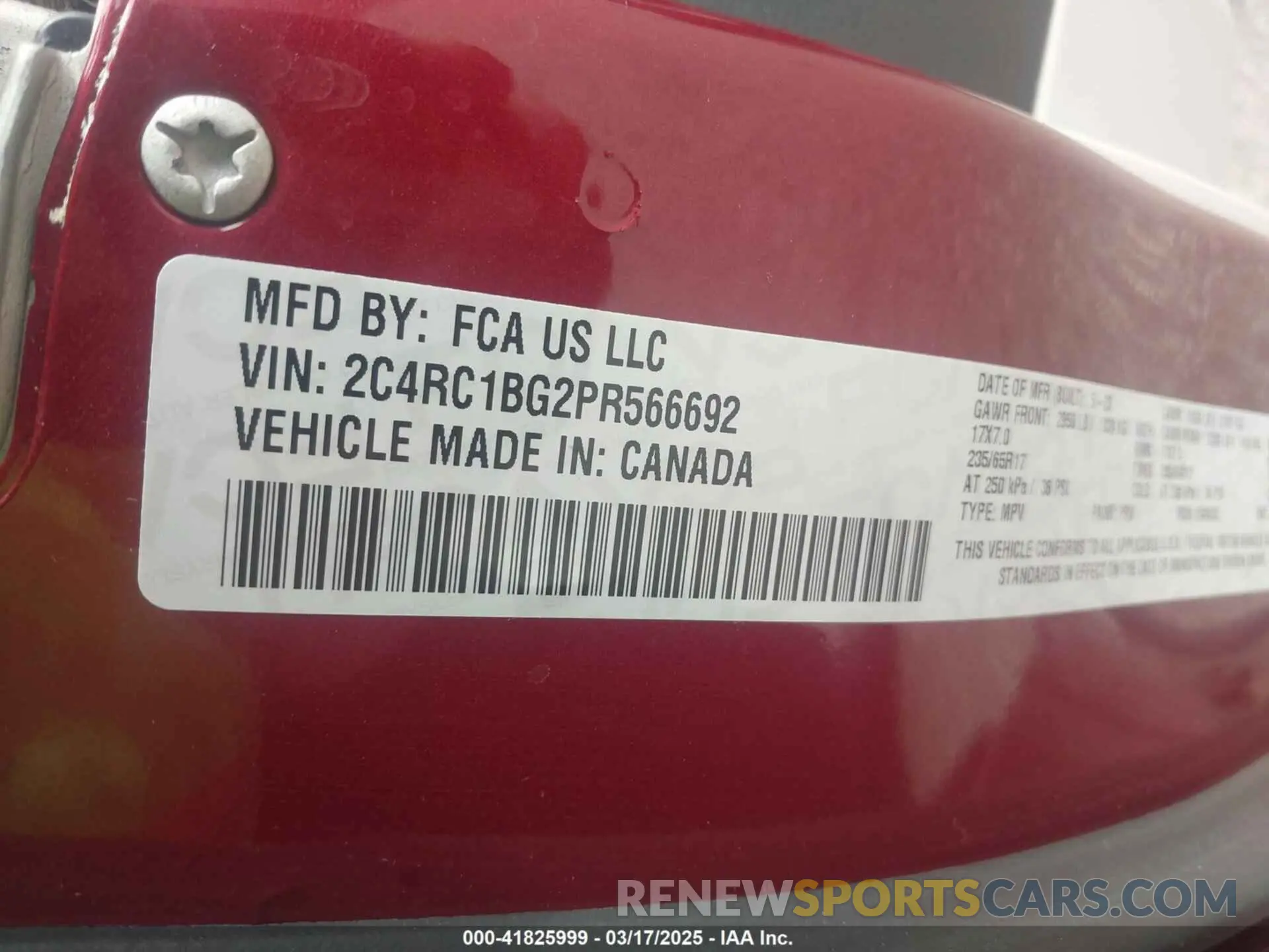 9 Photograph of a damaged car 2C4RC1BG2PR566692 CHRYSLER PACIFICA 2023