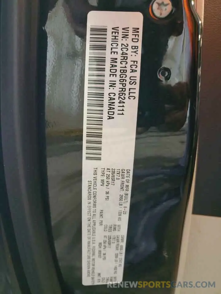 13 Photograph of a damaged car 2C4RC1BG6PR624111 CHRYSLER PACIFICA 2023