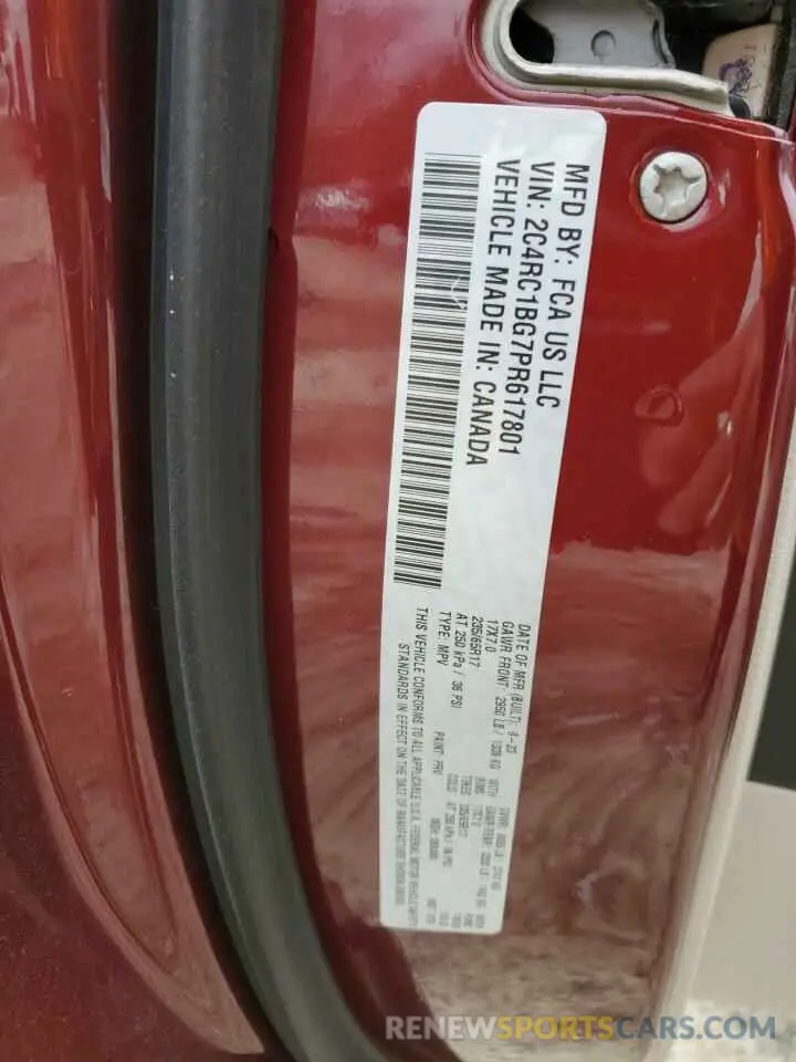 13 Photograph of a damaged car 2C4RC1BG7PR617801 CHRYSLER PACIFICA 2023