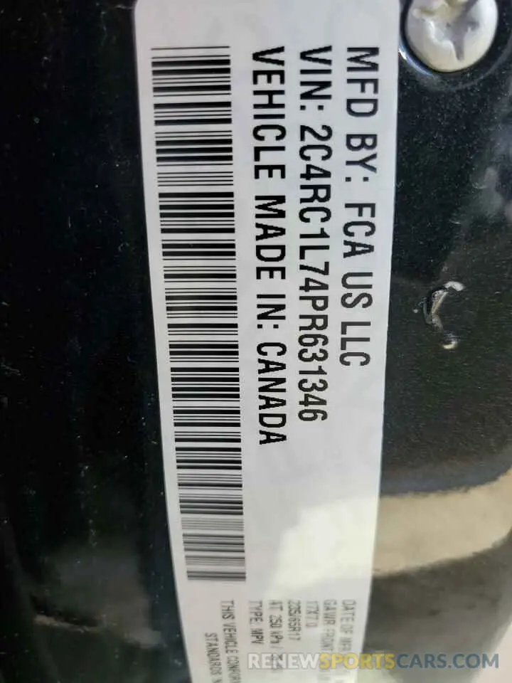 13 Photograph of a damaged car 2C4RC1L74PR631346 CHRYSLER PACIFICA 2023