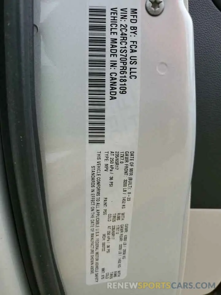 13 Photograph of a damaged car 2C4RC1S70PR618109 CHRYSLER PACIFICA 2023