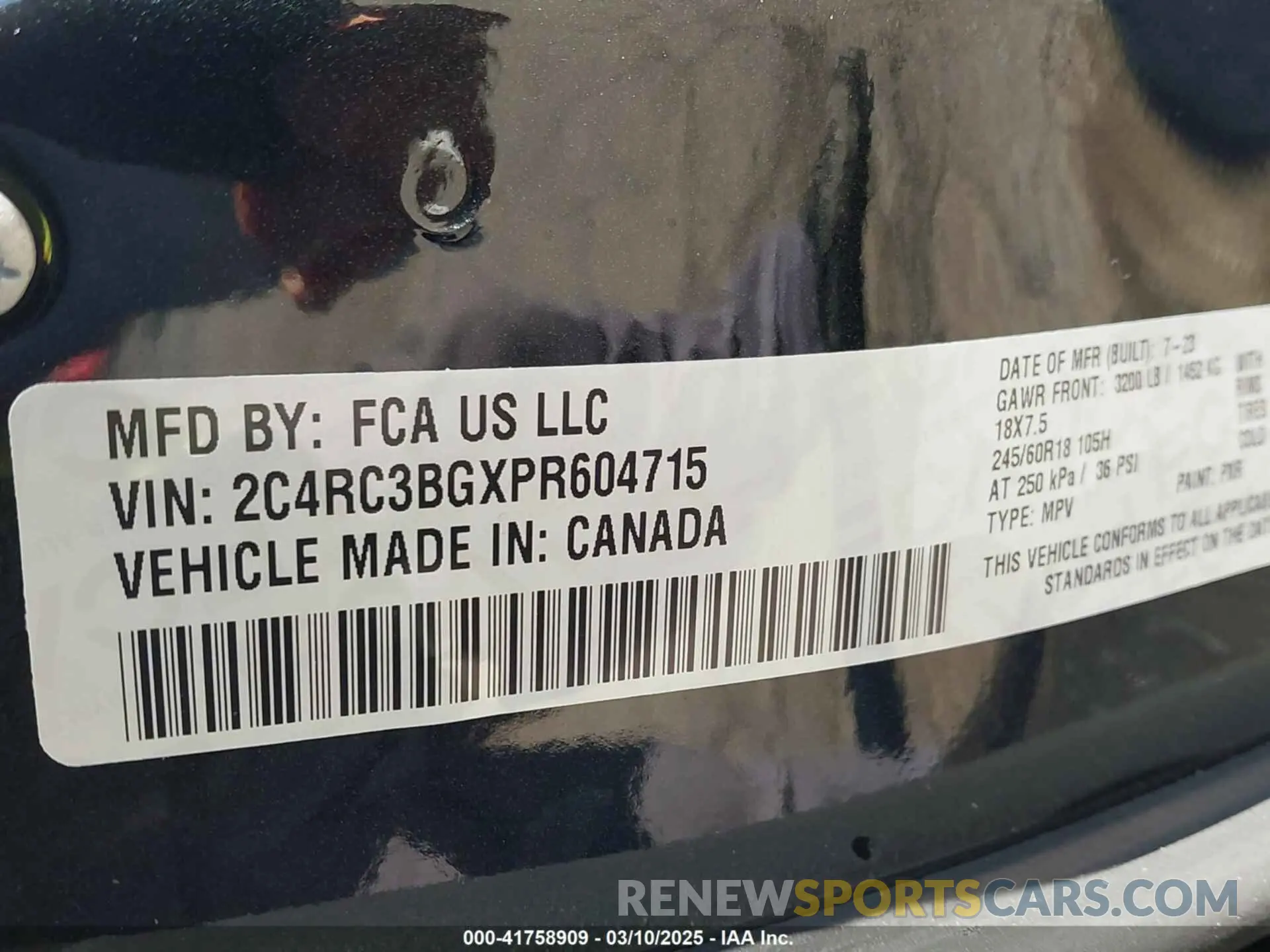 9 Photograph of a damaged car 2C4RC3BGXPR604715 CHRYSLER PACIFICA 2023