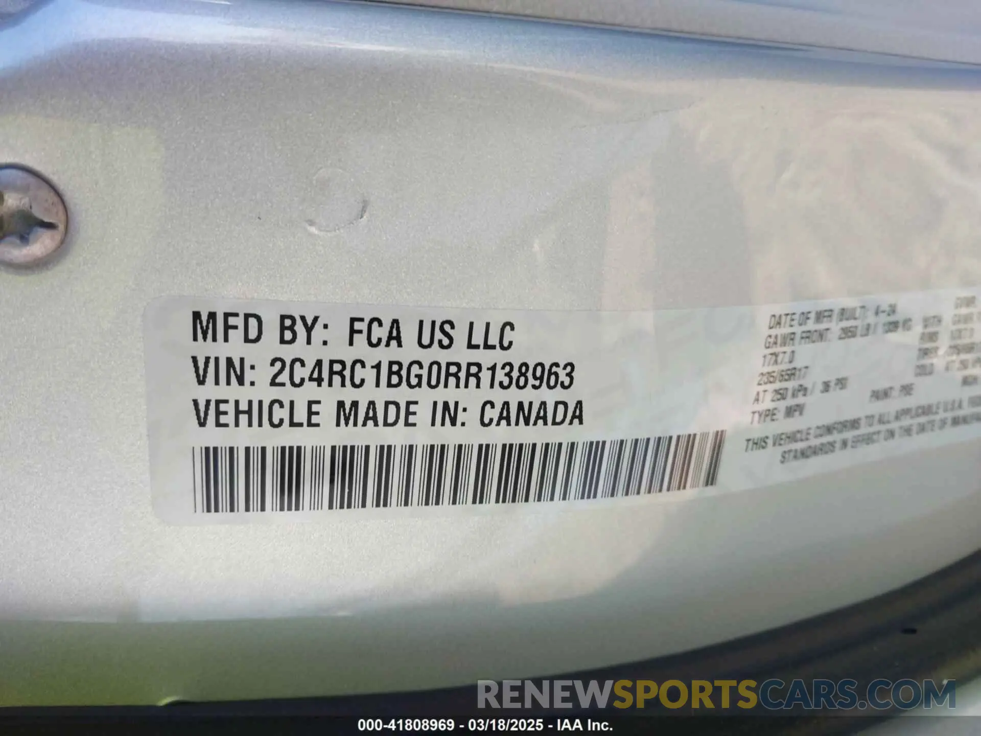 9 Photograph of a damaged car 2C4RC1BG0RR138963 CHRYSLER PACIFICA 2024