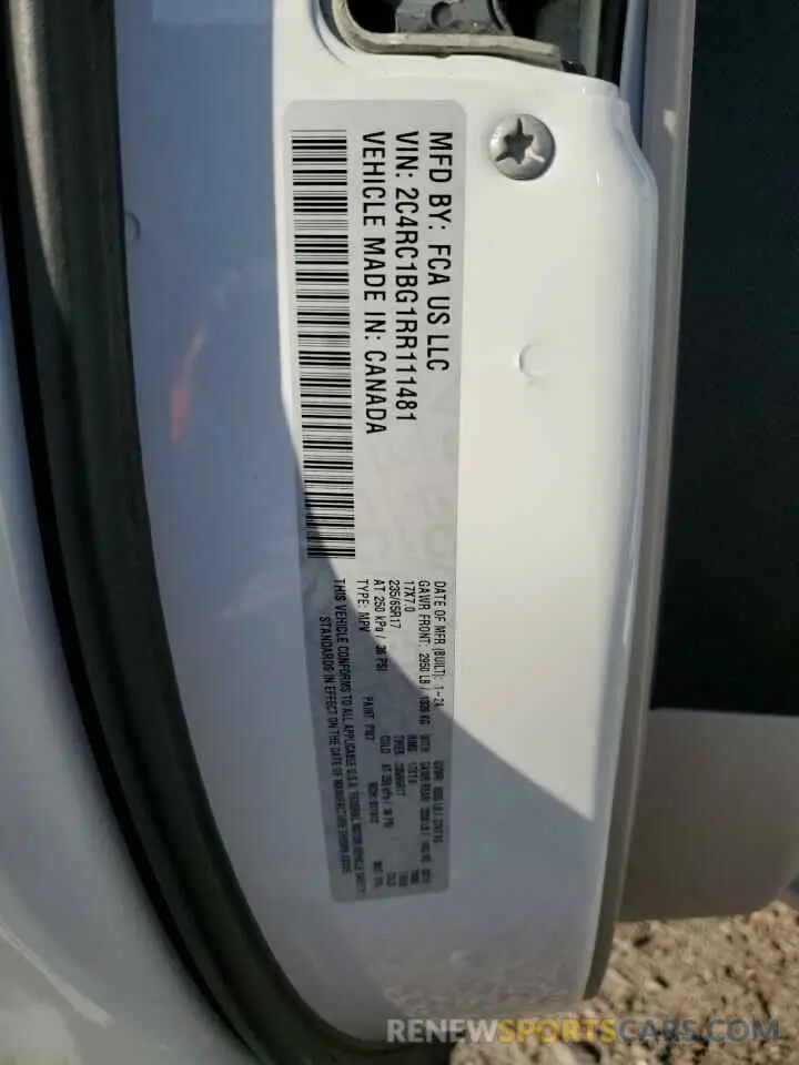 14 Photograph of a damaged car 2C4RC1BG1RR111481 CHRYSLER PACIFICA 2024