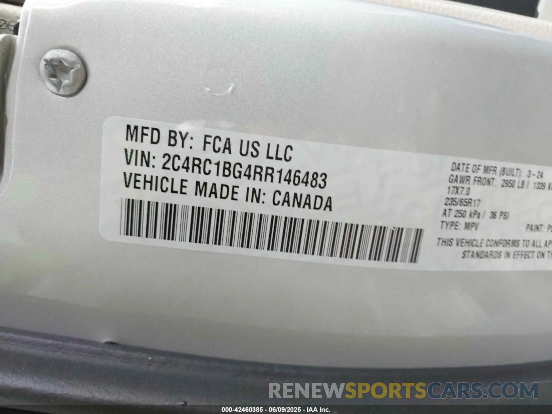 9 Photograph of a damaged car 2C4RC1BG4RR146483 CHRYSLER PACIFICA 2024