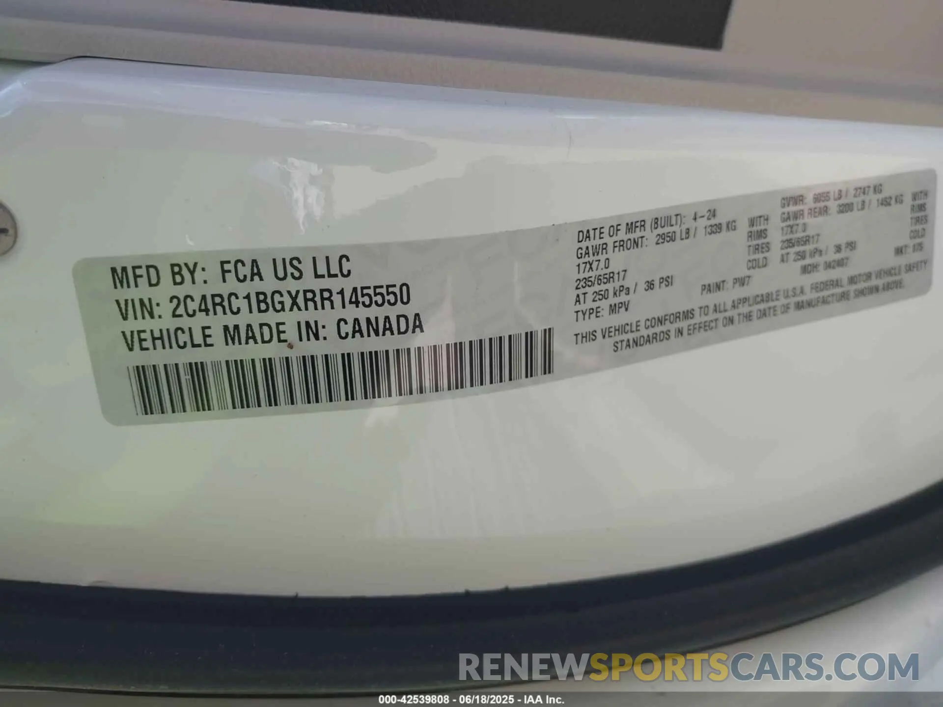 9 Photograph of a damaged car 2C4RC1BGXRR145550 CHRYSLER PACIFICA 2024