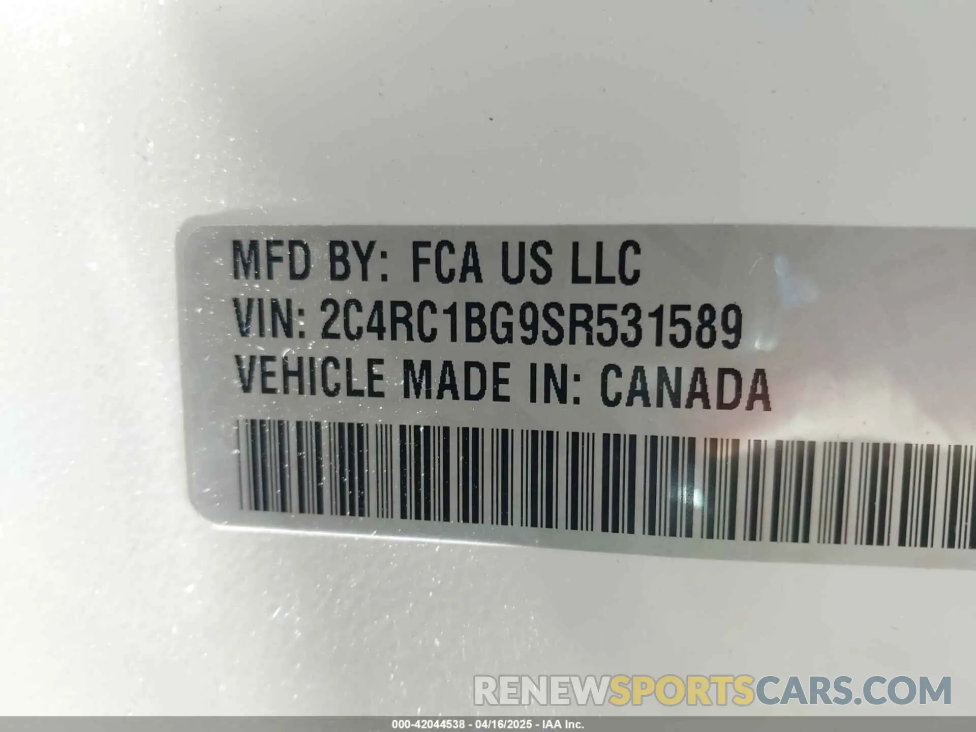 9 Photograph of a damaged car 2C4RC1BG9SR531589 CHRYSLER PACIFICA 2025