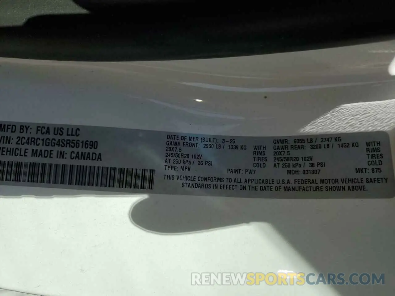 13 Photograph of a damaged car 2C4RC1GG4SR561690 CHRYSLER PACIFICA 2025
