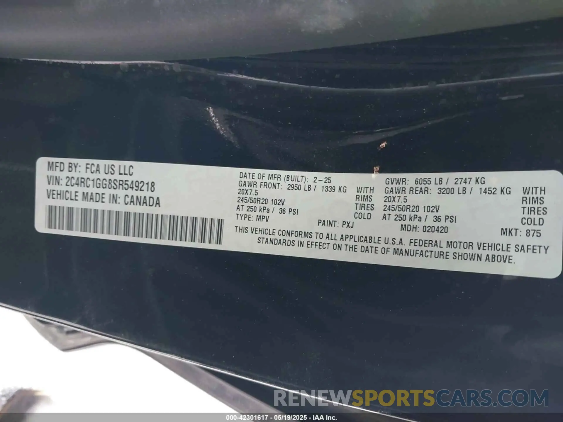 9 Photograph of a damaged car 2C4RC1GG8SR549218 CHRYSLER PACIFICA 2025