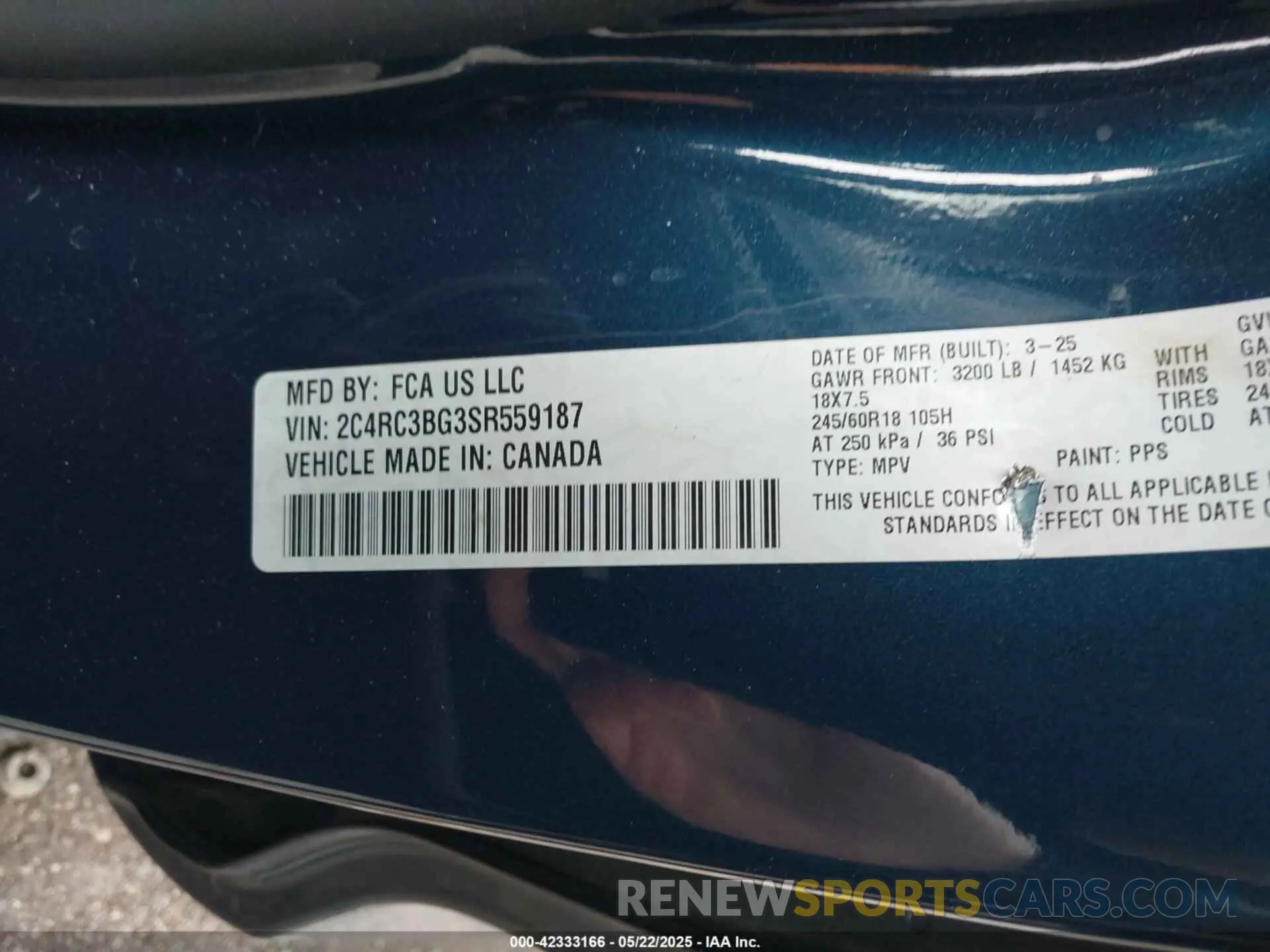 9 Photograph of a damaged car 2C4RC3BG3SR559187 CHRYSLER PACIFICA 2025